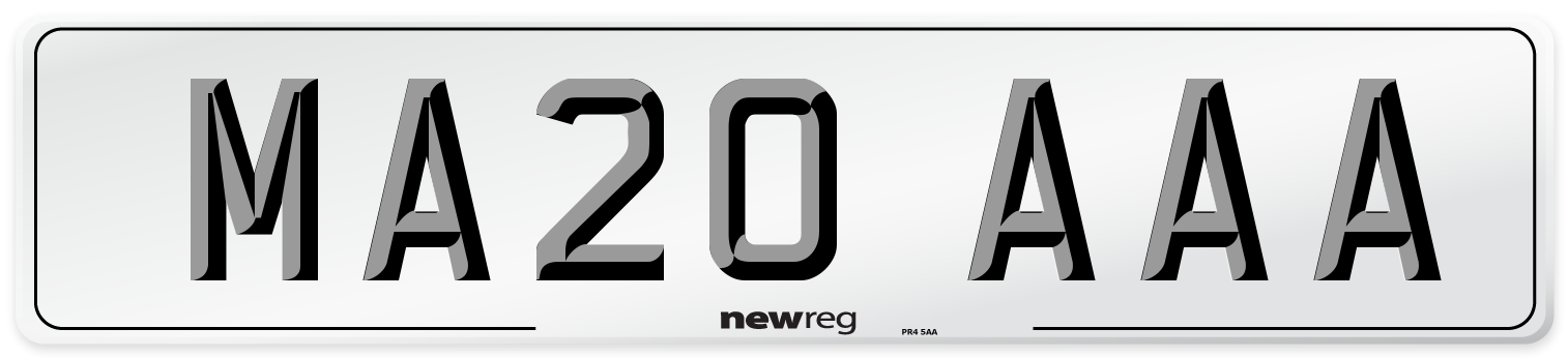 MA20 AAA Number Plate from New Reg